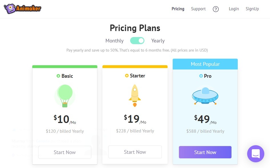 Animaker pricing plan